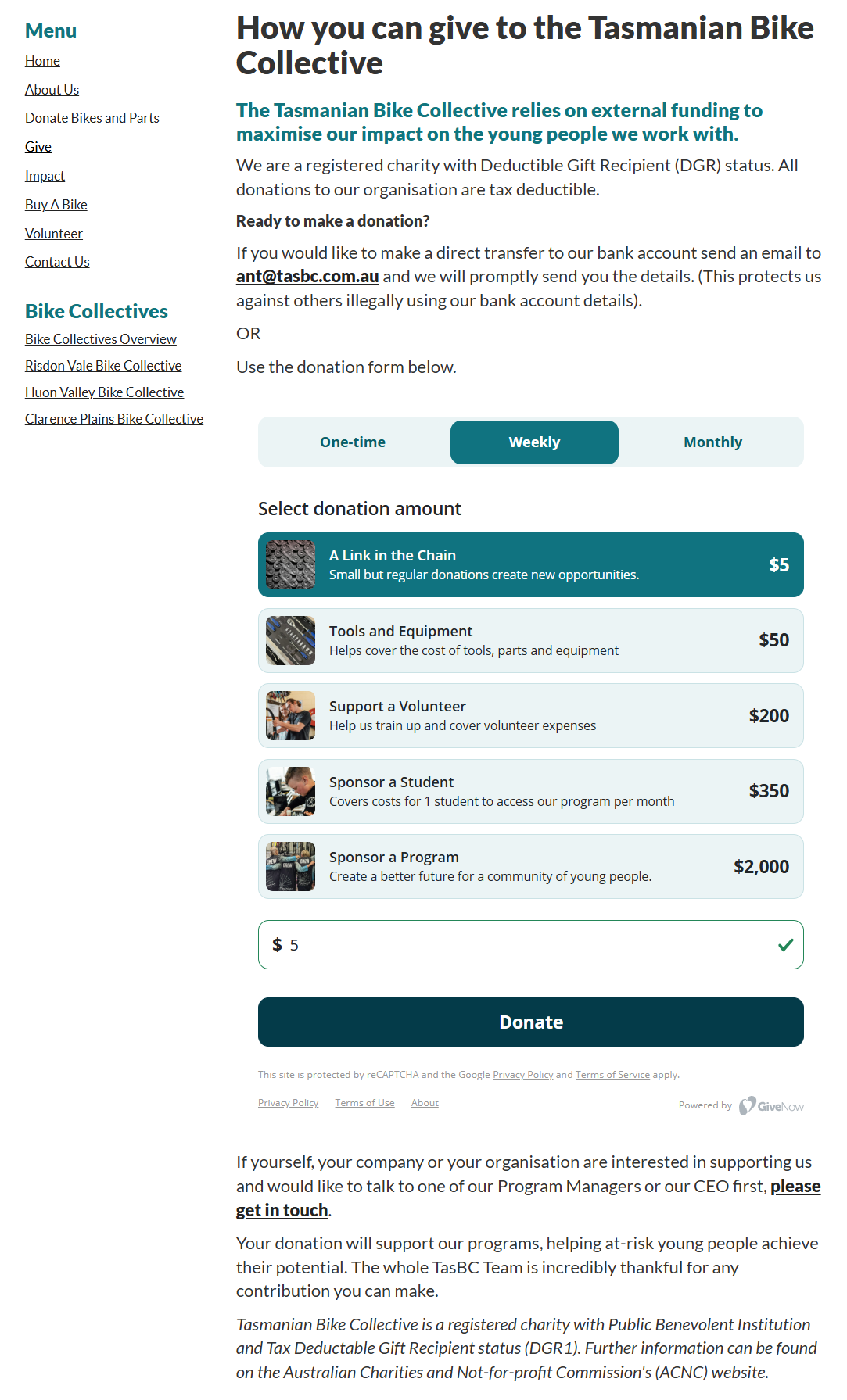 TBC - GiveNow website embed form - Best Shout For Good alternative