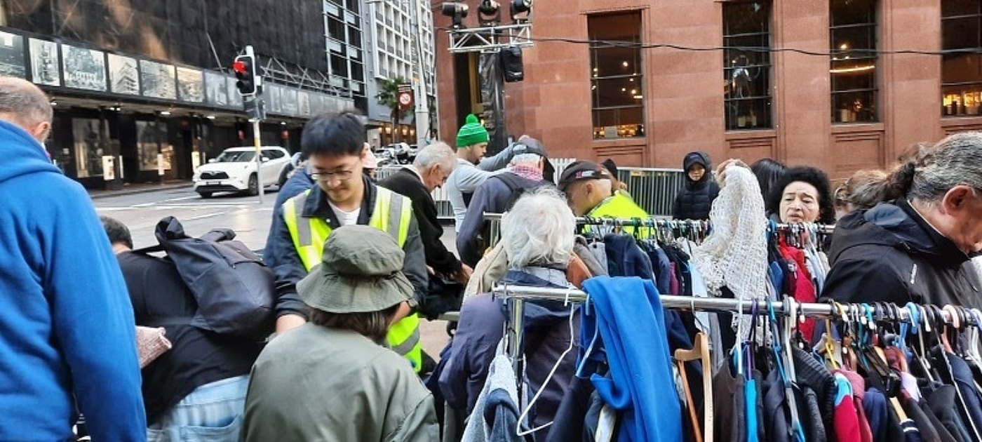 Crowds line up for help from homeless charity Clothesline