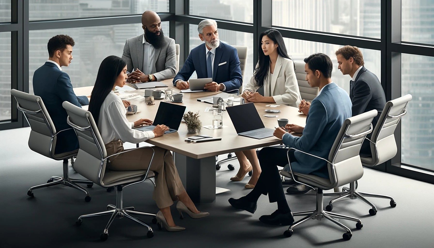 Racially and gender diverse board meeting