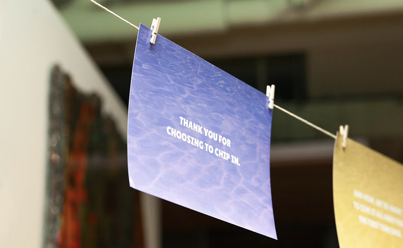 Five bucks thanks sign close up