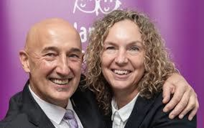 Walter Mikac with Alannah and Madeline Foundation CEO Surah Davies.