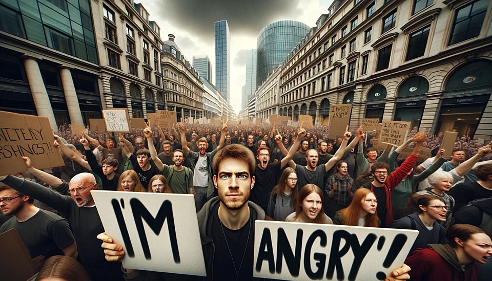 Angry protest