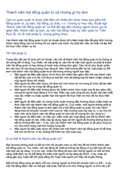 Vietnamese Board members and what they do VI