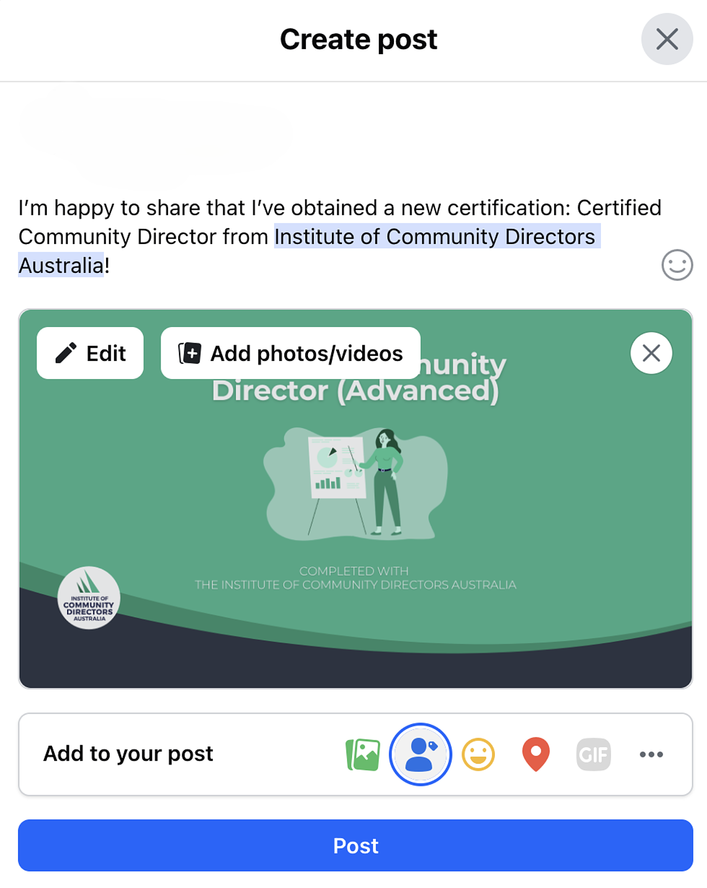 Share your new certificate on Facebook today to spread the word!
