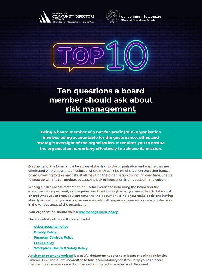 Top 10 Risk Management