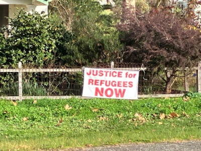 Refugee sign
