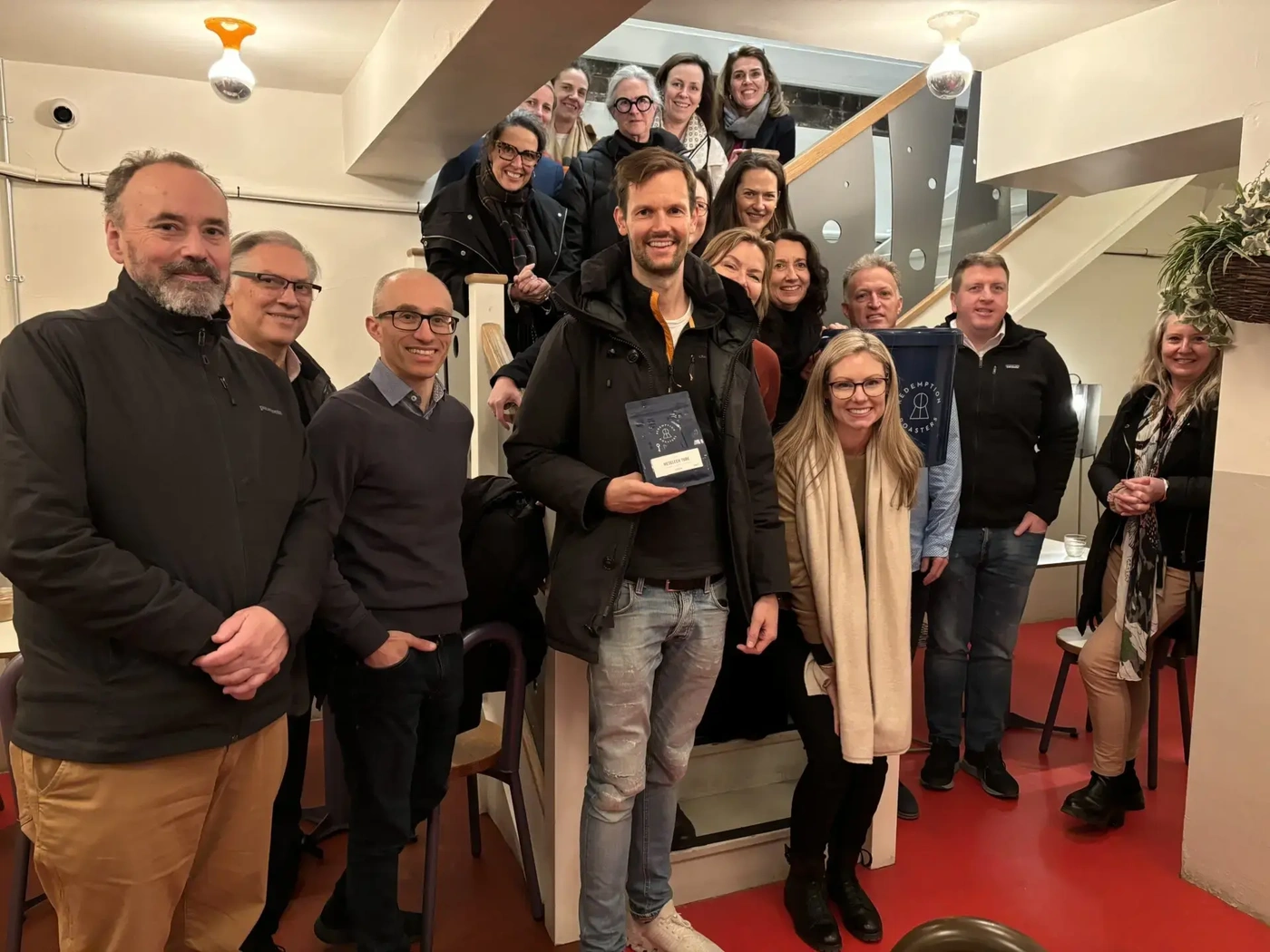 UK study tour group at Redemption Roasters jpg